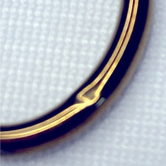 Vntg 14K Gold Brown Hollow Oval Earrings - Picture 2 of 5